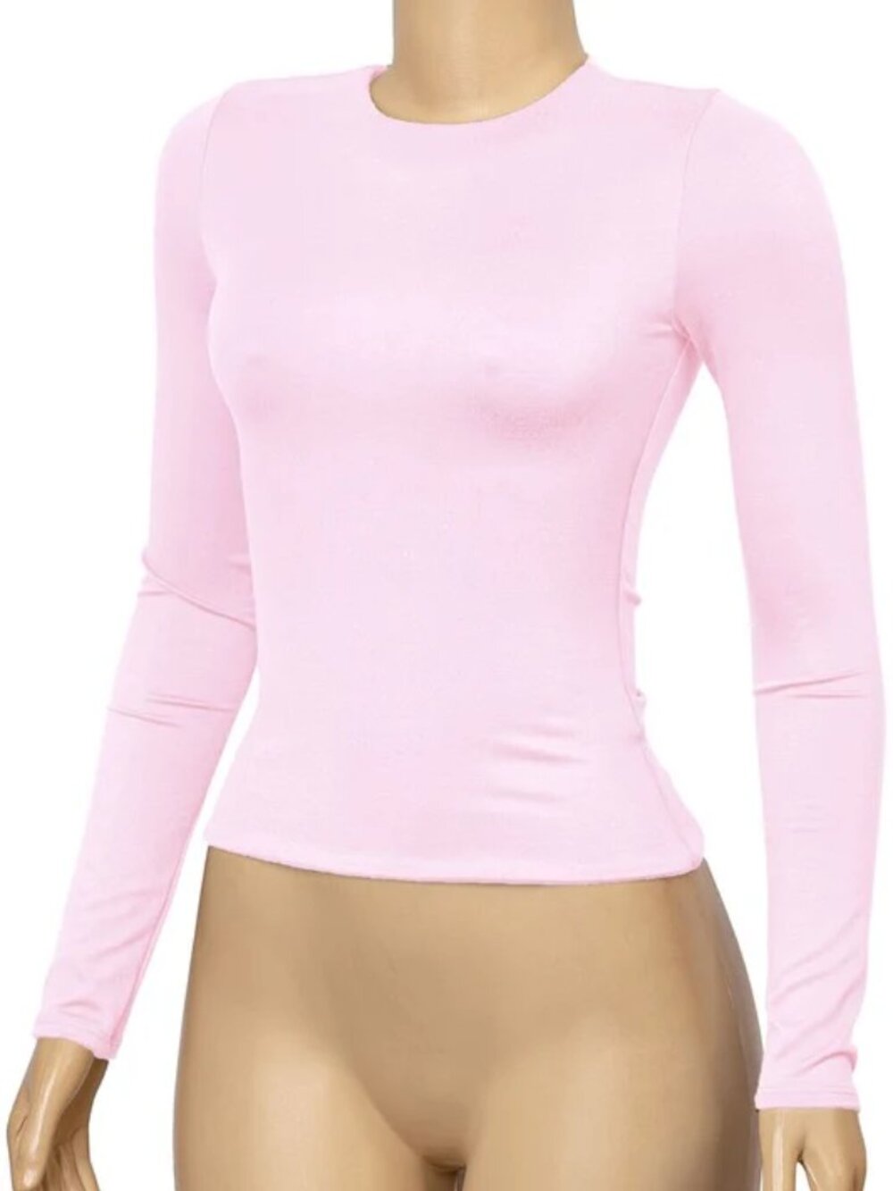 BABY Pink Soft LONG SLEEVE BASIC Stretch TOP
